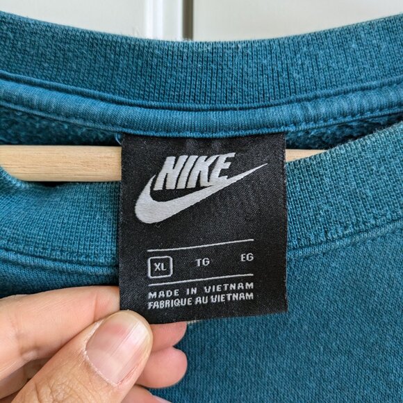 Nike Sweatshirt XL Teal Crew Neck Long Sleeve All Over Swoosh Logo Pullover - Picture 3 of 5